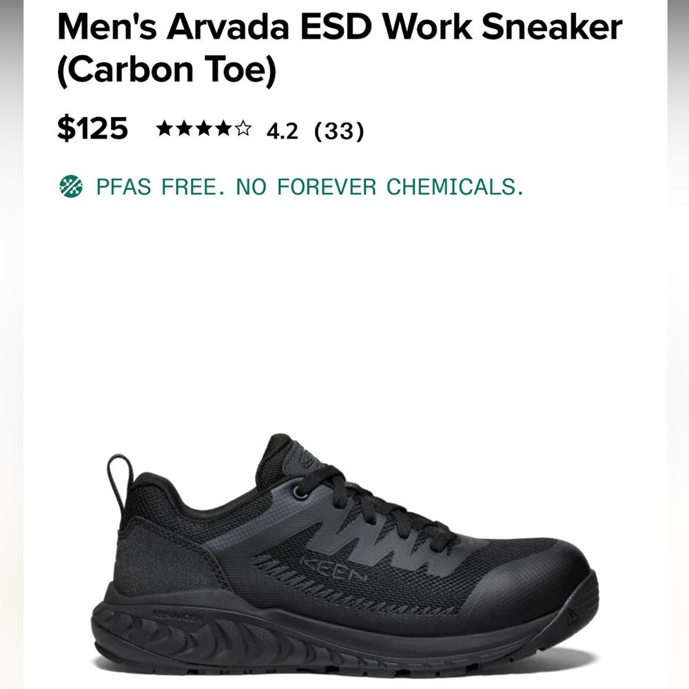 Keen Arvada Esd Work Sneaker 8.5 Wide(D) Carbon Toe